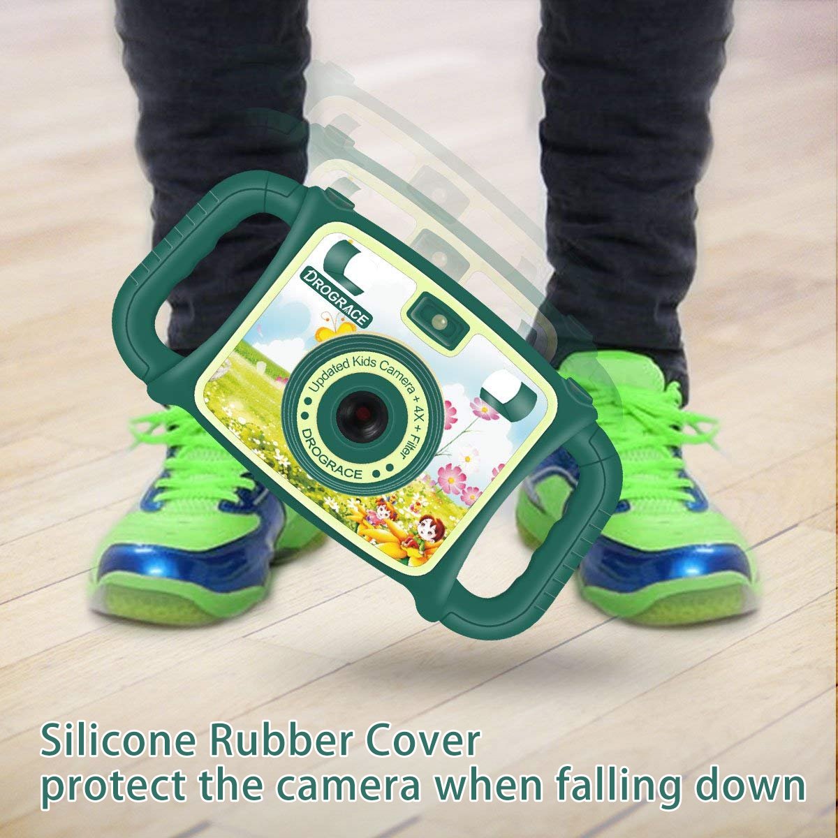 DROGRACE Kids Camera 1080P HD Kids Digital Video Camera Selfie Camera Sports Cam for Girls Boys Birthday Holiday Gift Children Camera with 2 inch LCD Screen – Green