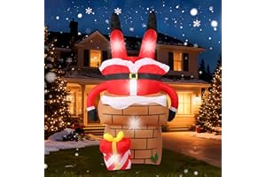 AIXULER 6FT Christmas Inflatables Decorations Outdoor，Blow Up Santa Claus Stuck in The Chimney with Built-in LEDs Lights for Indoor Holiday Party Yard Garden Lawn Décor