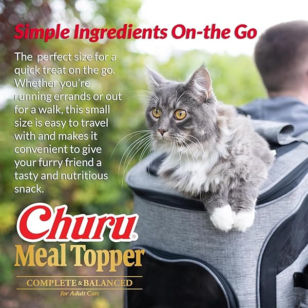 INABA CHURU MEAL TOPPER FOR CATS, COMPLETE & BALANCED, CREAMY, LICKABLE PURÉE CAT FOOD TOPPER, 0.5 OUNCE TUBE, 4 TUBES (4 PER PACK), CHICKEN WITH CHEESE RECIPE