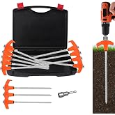 8" Tent Stakes Heavy Duty 12 Pack, Screw in Tent Stakes, Metal Threaded Camping Stakes, Ground Anchors for Canopies, Gardenin