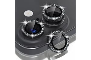 Choiche Compatible for iPhone 16 /iPhone 16 Plus Camera Lens Protector Bling, 9H Tempered Glass Camera Cover Screen Protector Metal Ring Decoration Accessories(Glitter-Black)