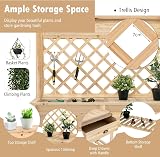 TANGZON Wooden Potting Bench Table with Trellis & Storage 120x43x150cm view 2