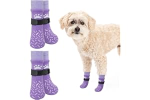 SCENEREAL Anti Slip Dog Socks to Prevent Licking Paws, Dog Shoes for Hot/Cold Pavement, Paw Protector Traction Control on Hardwood Floor, Dog Shoes Booties for Puppy Small Medium Large Senior Dogs
