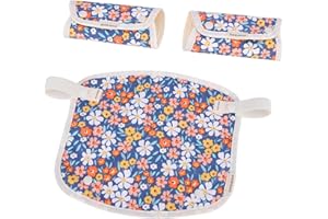 BEBEAR Bebamour Drool and Teething Reversible Cotton Pad for All Carry Positions Baby Carrier White Drool Bib for Boys & Girls(Red Flower)