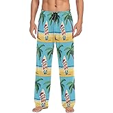 Christmas Winter Men's Pajama Pants Christmas Palm Tree Tropical Leaf Beach Super Soft Lounge Pajama Bottoms with Pockets,L
