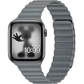 INI Compatible with Apple Watch Band 49mm 46mm 45mm 44mm 42mm 41mm 40mm 38mm - Adjustable Leather Strap with Magnetic Closure System for iWatch Series 10 Ultra 2 Ultra/9/8/7/SE/6/5/4/3/2/1 - Fossil