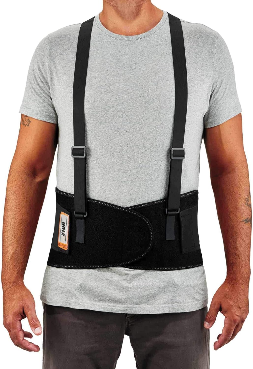 Ergodyne ProFlex 100 Back Support Brace, 8" Spandex Belt, Adjustable, Removeable Straps (RA5762), Black, XL - Back Support Belts - 