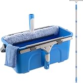 Mitclear Window Cleaning Kit 77'' Long Handle with Bucket for Home Outdoor | Professional Window Washing Equipment, 77'' Long Handle, 14'' Silicone Squeegee, Microfiber Scrubber, Cloth, Commercial Use