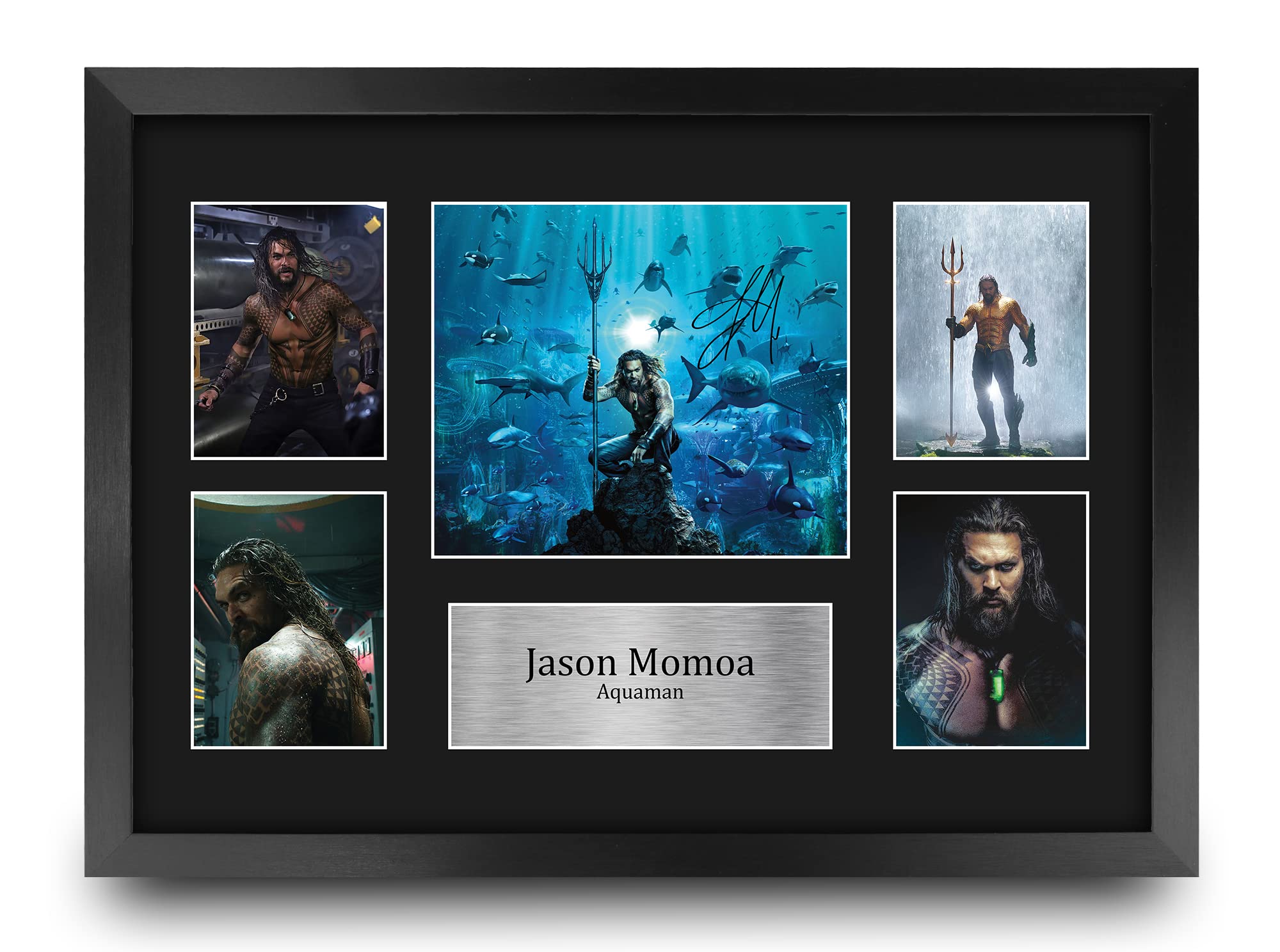 HWC Trading FR A3 Jason Momoa Aquaman Gifts Printed Signed Autograph Picture for Movie Memorabilia Fans - A3 Framed