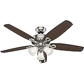 Hunter 52 inch Indoor Ceiling Fan with LED Lights - Ceiling Fan with Pull Chain, For Bedroom or Living Room, Standard Mount, 