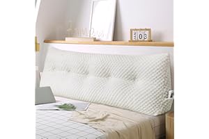 WUIOYNF Large Triangular Headboard Wedge Pillow Soft and Supportive Headboard Backrest Positioning Support Bolster Cushion, Bed Wedge Pillow with Removable Cover(White,Twin,39x8x20inch)