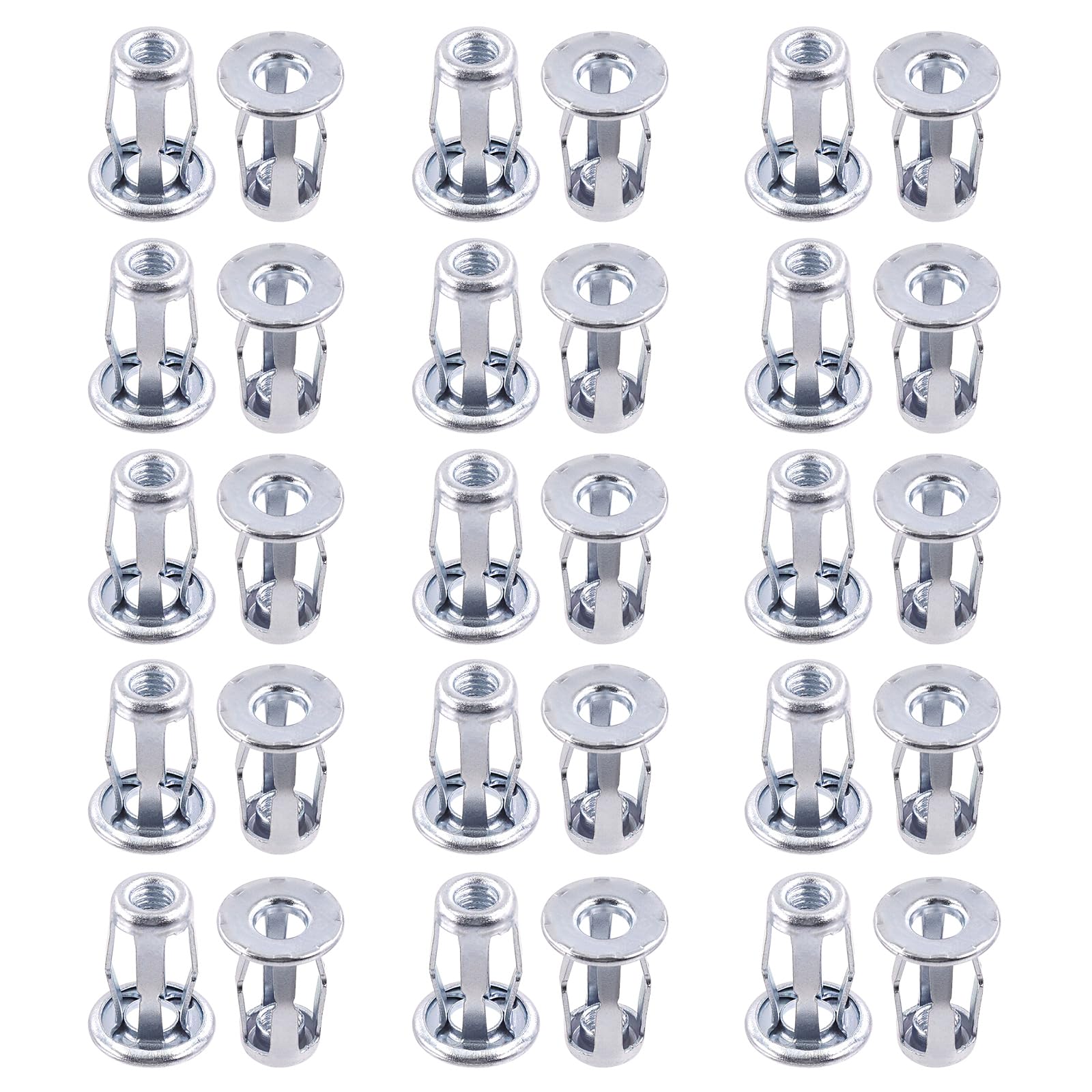 Keadic 30Pcs M5*25 Jack Nut Set, Nutserts Jacknut Srew Anchor Threaded Insert Petal Nuts Rivnut Blind for Plastic Hardboard Polywood Pressboard