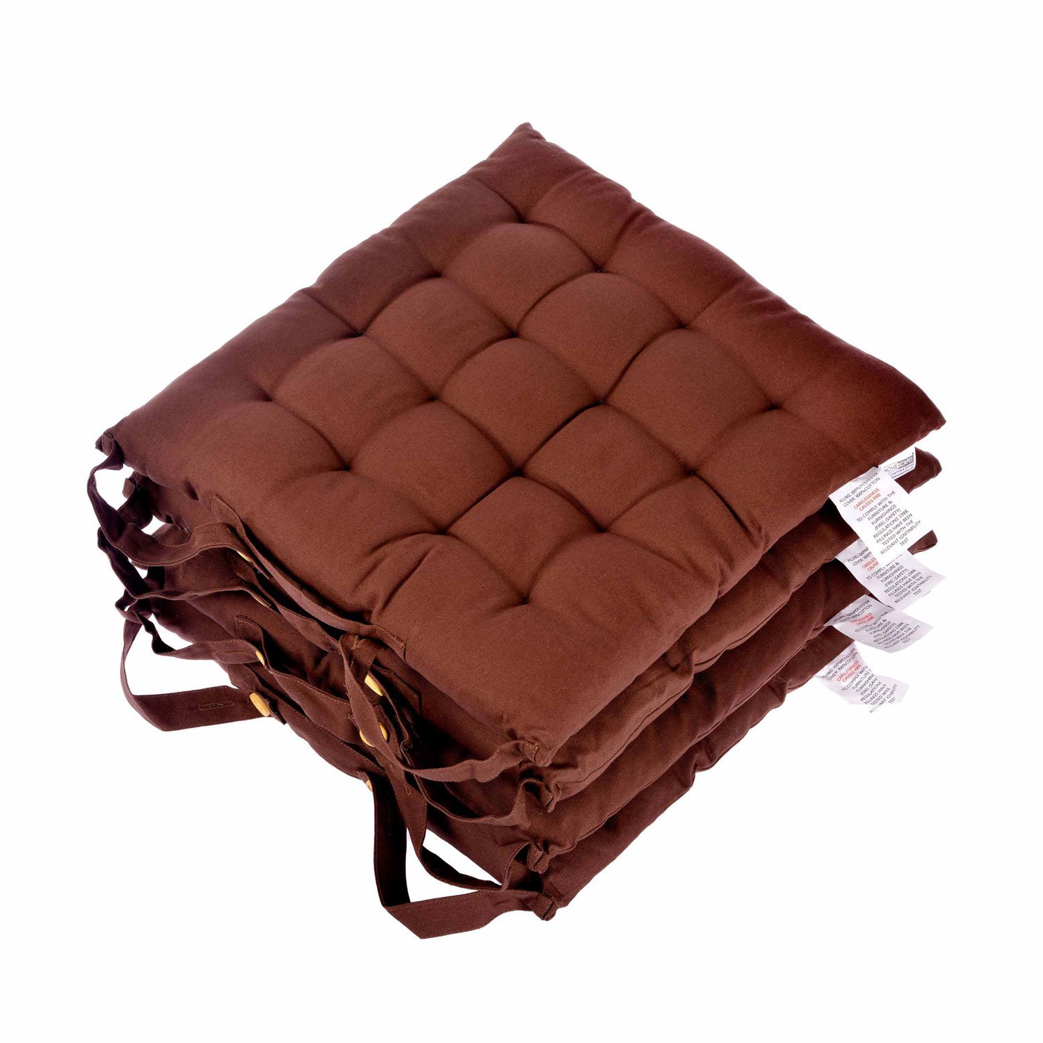 Homescapes Chocolate Brown Seat Pads for Dining Chair, Set of 4 100