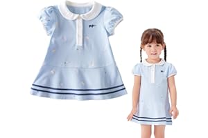 DAVE & BELLA DAVE&BELLA Toddler Girls Polo Dress Short Sleeve Golf Tennis Dress A-Line Playwear Sundress Cotton Baby Girls' School Uniform