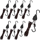 CYEAH 8 PCS Rope Tie Downs 1/8 Inch 6ft Kayak Rope Hanging Ratchet Tie Down, Adjustable Heavy Duty Tie Down Rop Hanger for Kayak and Canoe