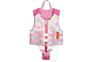 HeySplash Life Jacket for Kids, Children Watersports Life Vest Swim Vest Flotation Device Kids Trainer Vest with Survival Whi