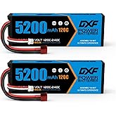 DXF 2S 7.4V 5200mAh Lipo Battery 120C Hard Case Battery with Deans Plug for 1/8 1/10 RC Vehicles Car 1/10 Truck Slash X-Maxx 
