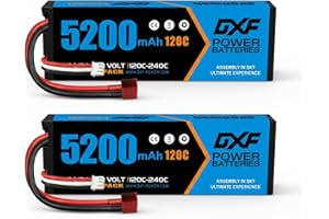 DXF 2S 7.4V 5200mAh Lipo Battery 120C Hard Case Battery with Deans Plug for 1/8 1/10 RC Vehicles Car 1/10 Truck Slash X-Maxx 