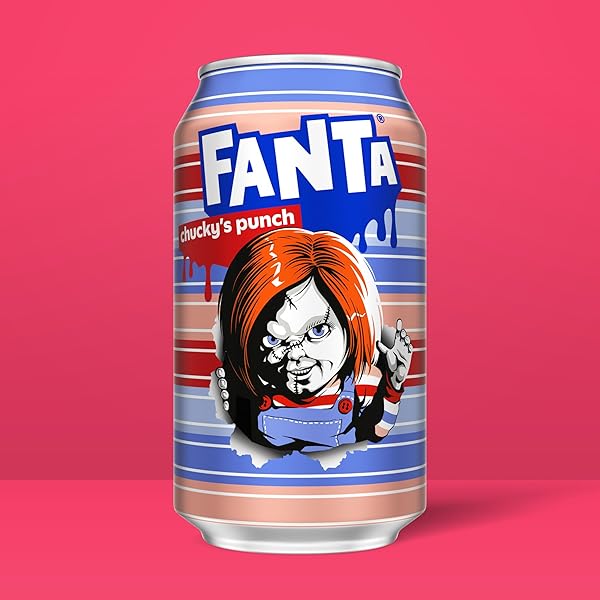 FANTA FRUIT PUNCH CAFFEINE FREE SODA SOFT DRINK, CHUCKY’S PUNCH HALLOWEEN EDITION, 12 FL. OZ. CANS, 12 PACK