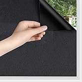 WPCTEV Static Cling Total Blackout Privacy Window Film Cover 100% Light Blocking No Glue Black Window Tint for Home Room Dark