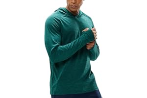 MIER Men's UPF 50+ Sun Protection Hoodie Long Sleeve SPF Fishing Hiking Running Thumbhole Shirts Hooded Quick Dry Lightweight