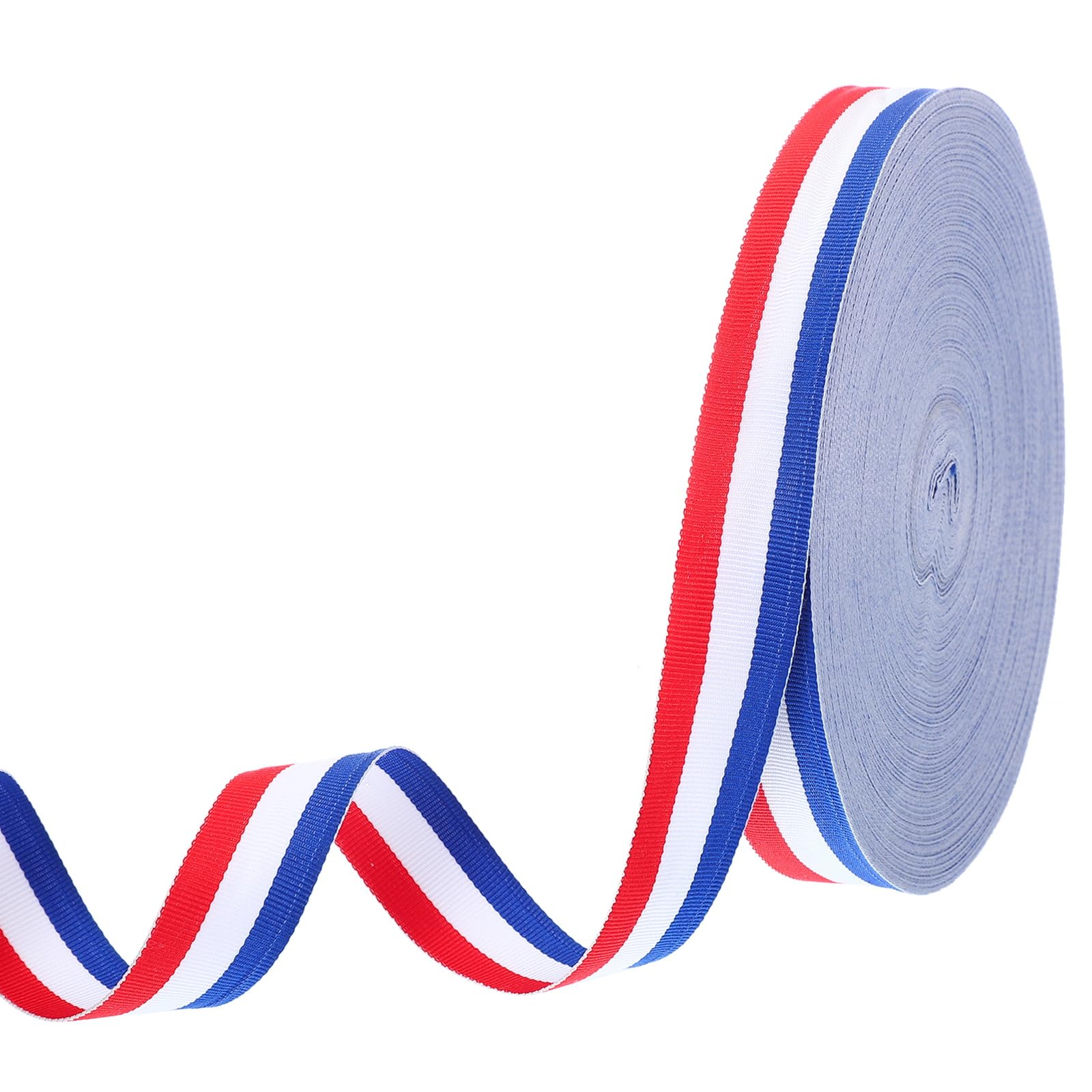 PATIKIL 1" Red White Blue Striped Grosgrain Ribbon, 55 Yard Polyester Fabric Stripe Craft Ribbon Double Faced Design for Bow Gift Wrapping DIY Making Garment Christmas Decorations