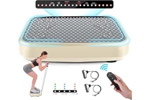 Tawom Vibration Plate Exercise Machine, Vibration Plate for Lymphatic Drainage,Whole Body Fitness Platform for Weight Loss,Body Toning,Dynamic Workout Lights,Home Gym Workout for Women & Men - Pearl
