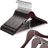 TOPIA HANGER Cherry Wood Hangers 30 Pack, Space Saving Coat Hanger with 360° Swivel Cascading Loop Hook, Non Slip Pants Bar and Shoulder Notches for Camisole, Jacket, Suit (Mahogany) -CT74M30