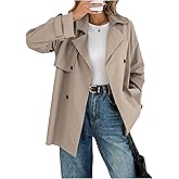 GORGLITTER Women's Double Breasted Trench Coat Trendy Button Down Business Work Jackets Dressy Outerwear