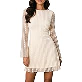 winkbay Women's Lace Backless Mini Dress Elegant Long Sleeve A Line Evening Party Cocktail Dresses