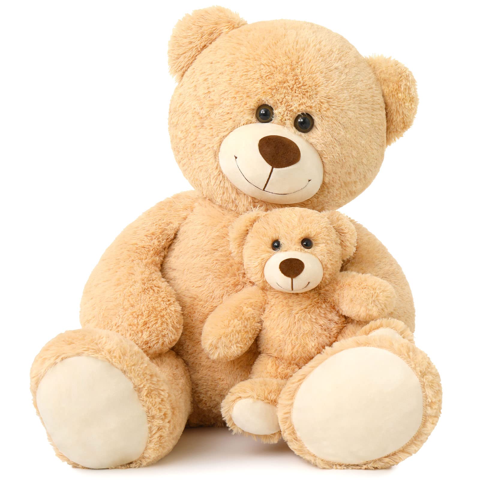 Photo 1 of Muiteiur 39 Inch Giant Teddy Bear, Cute Mom and Baby Bear Plush Toys, Large Stuffed Animals for Kids Girlfriend Boys Girls, Light Brown