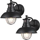 Untrammelife Rustic Outdoor Wall Light Fixture with Dusk to Dawn PIR Motion Sensor 2 Pack Matte Black Outdoor Wall Lantern La