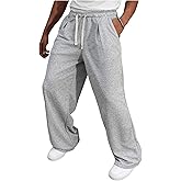 RoseSeek Men's Drawstring Waist Baggy Sweatpants Straight Leg Long Sports Track Pants with Pockets