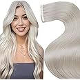 LaaVoo Tape in Extensions Human Hair Tape in Hair Extensions Platinum Blonde Tape in Hair Extensions Real Human Hair Blonde #60 14inch 40g 20pcs