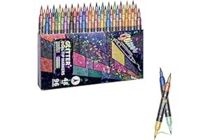 24/48/72/96 Colors Glitter Effect Brush Markers Dual Tip Metallic Sparkle Pens Set Dual Tip Glitter Paint Pens Set for Adult 