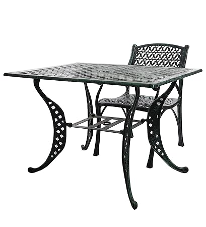 Karara Mujassme Victorian Style Antique Green Garden Outdoor Cast Aluminium Chair And Table