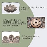 Bansusu 2-Pack Lotus Incense Holders, 6-Hole Brass Burner for All Incense view 3