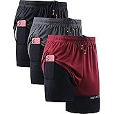 NELEUS Men's 2 in 1 Running Shorts with Liner,Dry Fit Workout Shorts with Pockets