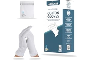 AKRILANE Extra Large 10 Pairs Cotton Moisturizing Gloves for Dry Hands | Eczema, Psoriasis & Skin Spa Treatment for Women & Men | Washable & Reusable with Free Laundry Bag