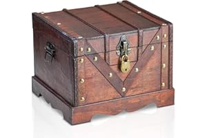 Brynnberg - Pirate Treasure Chest Storage Box - Vitec 9,4x8,3x7,1" - Durable Wooden Treasure Chest with Lock - Unique Handmade Decorative Wood Storage Box - Vintage Wood Chest Box - The Best Gift