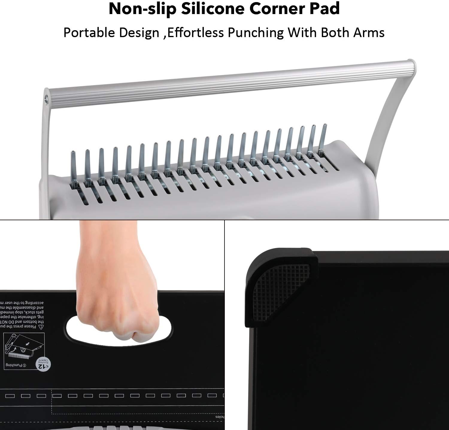 MAKEASY Binding Machine, 21-Hole, 450 Sheet, Paper Punch Binder with Starter Kit 100 PCS 3/8'' PVC Comb Bindings, Comb Binding Machine for A4 / A5 : Office Products