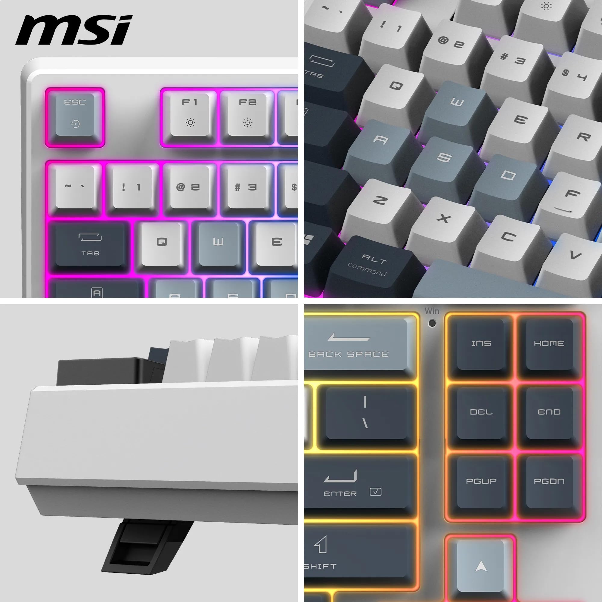 MSI Forge GK600 TKL Wireless Sky QWERTZ, DE Layout – MECHANISCHE LINEARE SWITCHES – PBT-Tastenkappen mit Farbsublimationsdruck, rutschfeste Unterseite, RGB-LED, Bluetooth, 2,4 GHz – ohne Ziffernblock 6