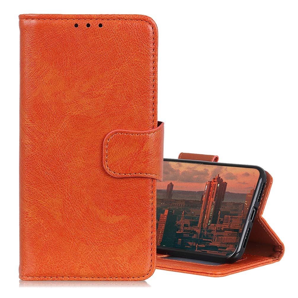 BRAND SET Phone Covers for Google Pixel 7A Flip Wallet Leather Case with Secure Copper Buckle Closing Lock and Bracket Function, Suitable for Google Pixel 7A(Orange)