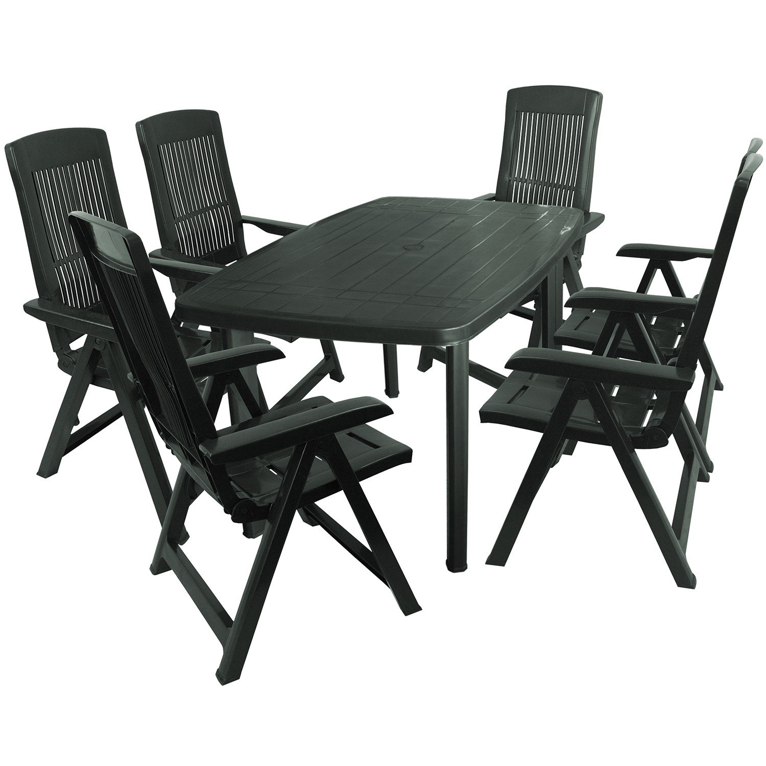 7tlg. Gartenmöbel Set Vollkunststoff Gartentisch 138x87cm ...