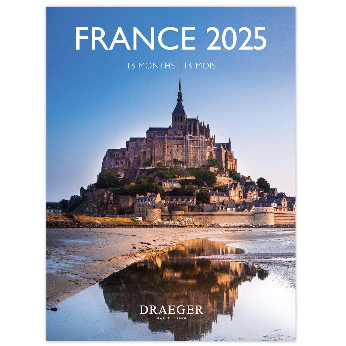 DRAEGER PARIS 1886 - Small Wall Calendar 2025 14 x 18 cm - Sept 24-Dec 25-12 Themed Photos - 7 Languages - High Quality Paper - Elegant Design - Lunar Calendar and School Holidays