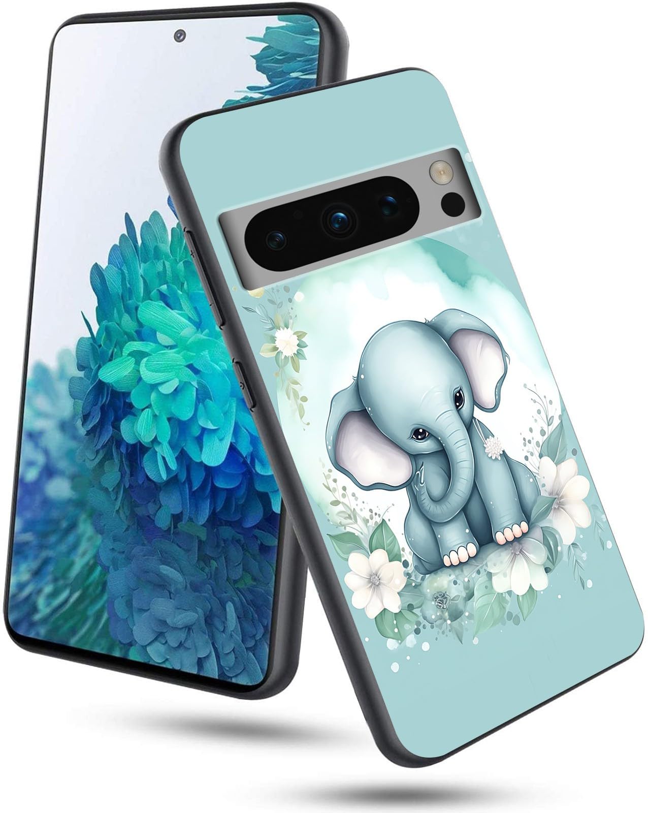 Photo 1 of for Google Pixel 8 Pro Phone Case 6.7" 2023 Slim Soft TPU Silicone Cover with Cute Elephant Blue Pattern Design for Women Wen Shockproof Anti-Scratch Protection Case for Pixel 8 Pro 2023