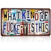 CHCdecor Vintage What Kind of Fuckery Is This Wall Decor License Plate Metal Sign Tin Signs,12x6 Inch Aluminum