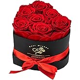 7-Piece Preserved Fresh Roses in Heart Box-Forever Flowers,Birthday Gift for Women Mothers Wife Her,100% Real Roses That Last for 3 Years,Eternal Roses Gift Box for Christmas Valentines Mother's Day