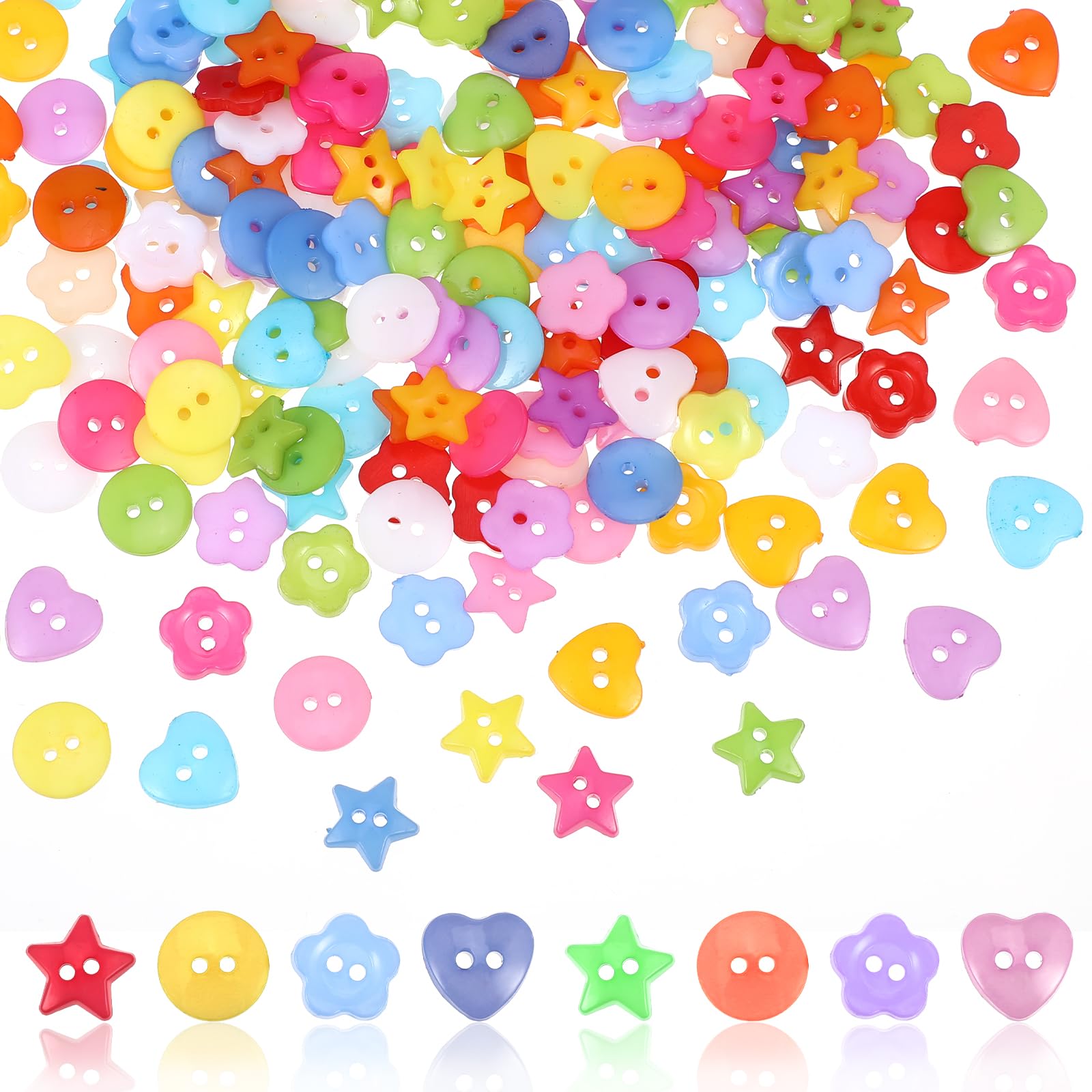 Photo 1 of 200 Pcs Craft Buttons, Button for Craft, Buttons for Sewing 12.5mm Round Heart Star Flower Buttons Resin Sewing Buttons Handmade Ornament Sewing Fasteners Buttons for DIY Crafts Painting Decoration