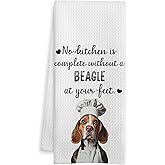 WOTYPU Beagle Gifts Kitchen Towels, Beagle Gifts for Women Men Dish Tea Towels for Kitchen, Dog Lovers Mom Dad Gifts Decorative Hand Towel, 16x24 Inch